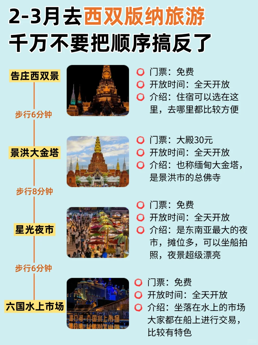 2-3月去西双版纳旅游，千万不要把顺序搞反啦