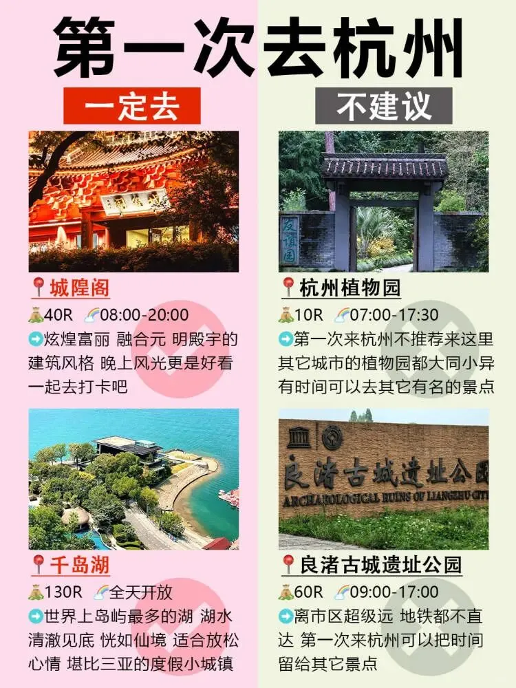 杭州3-5月避雷攻略！建议去🆚不建议去