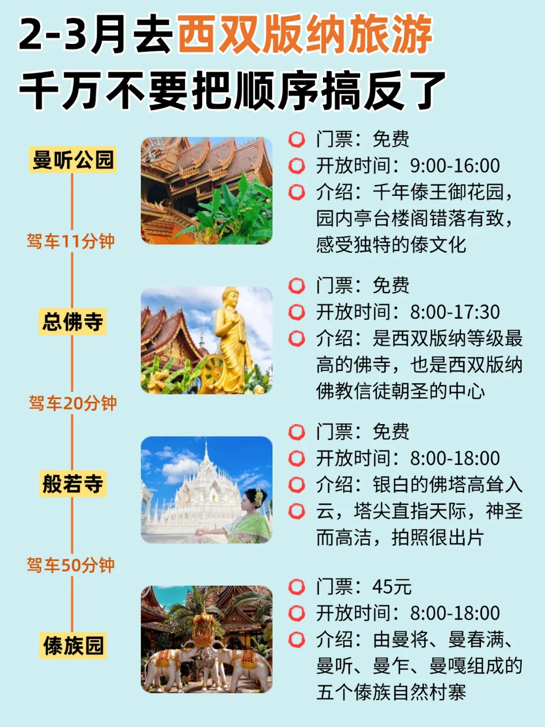 2-3月去西双版纳旅游，千万不要把顺序搞反啦