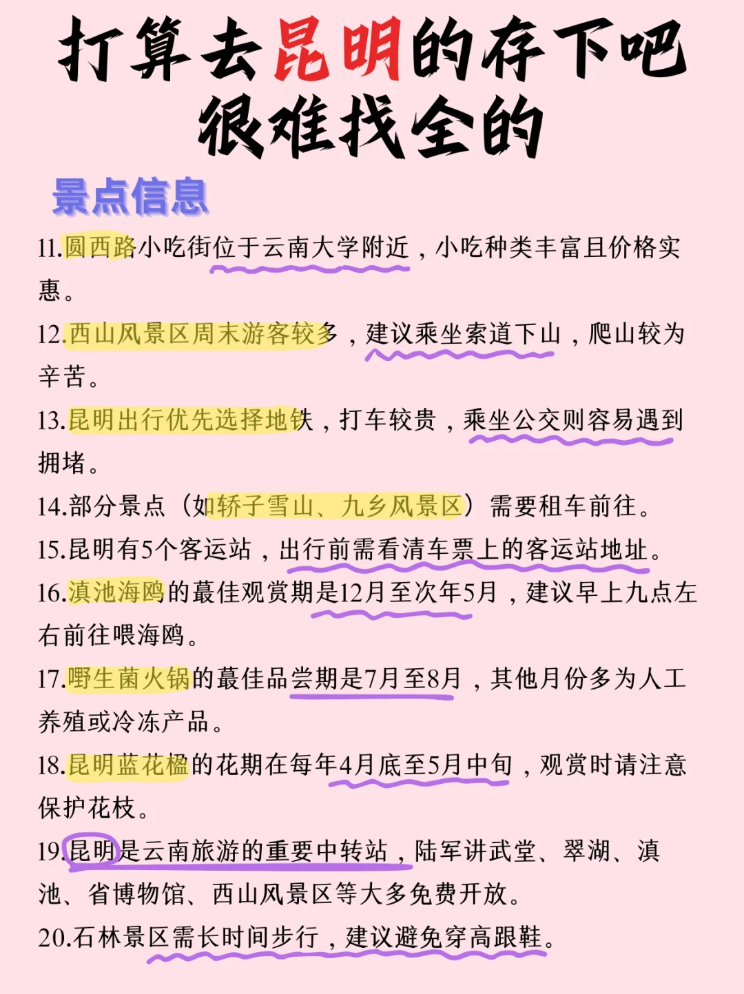 主打听劝，昆明会惩罚每一个不做攻略就去的