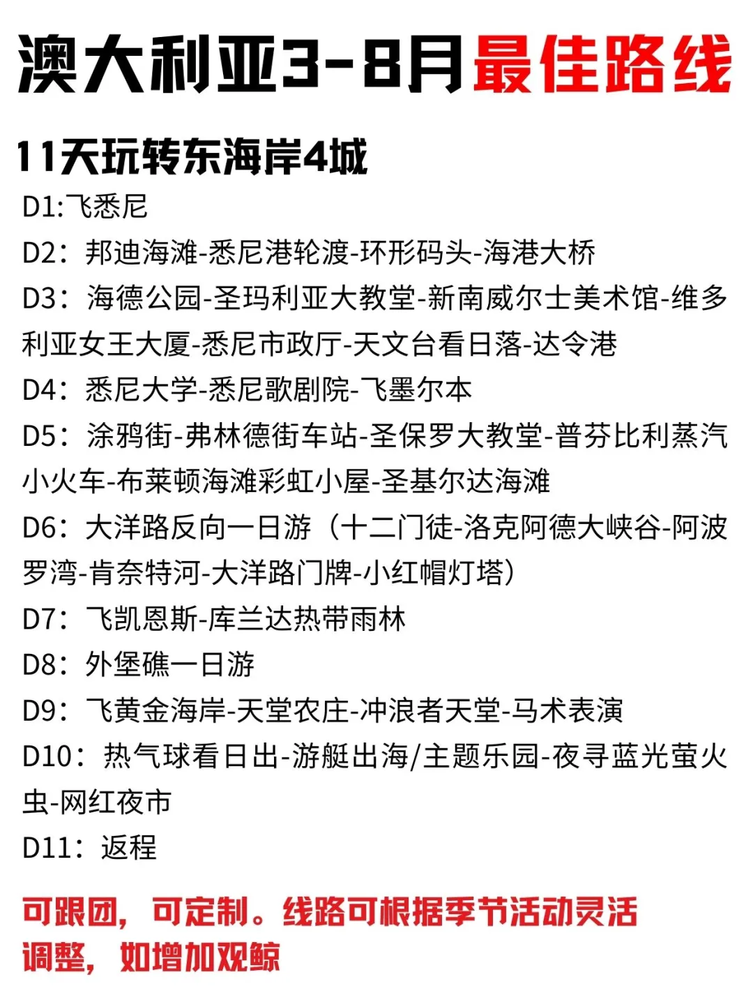 2025澳大利亚全年旅游计划➕最佳旅行地攻略
