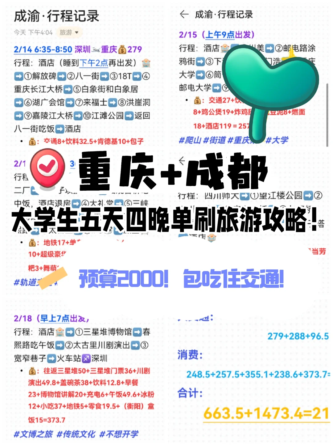 大学生旅游攻略！成都+重庆五天四晚日程
