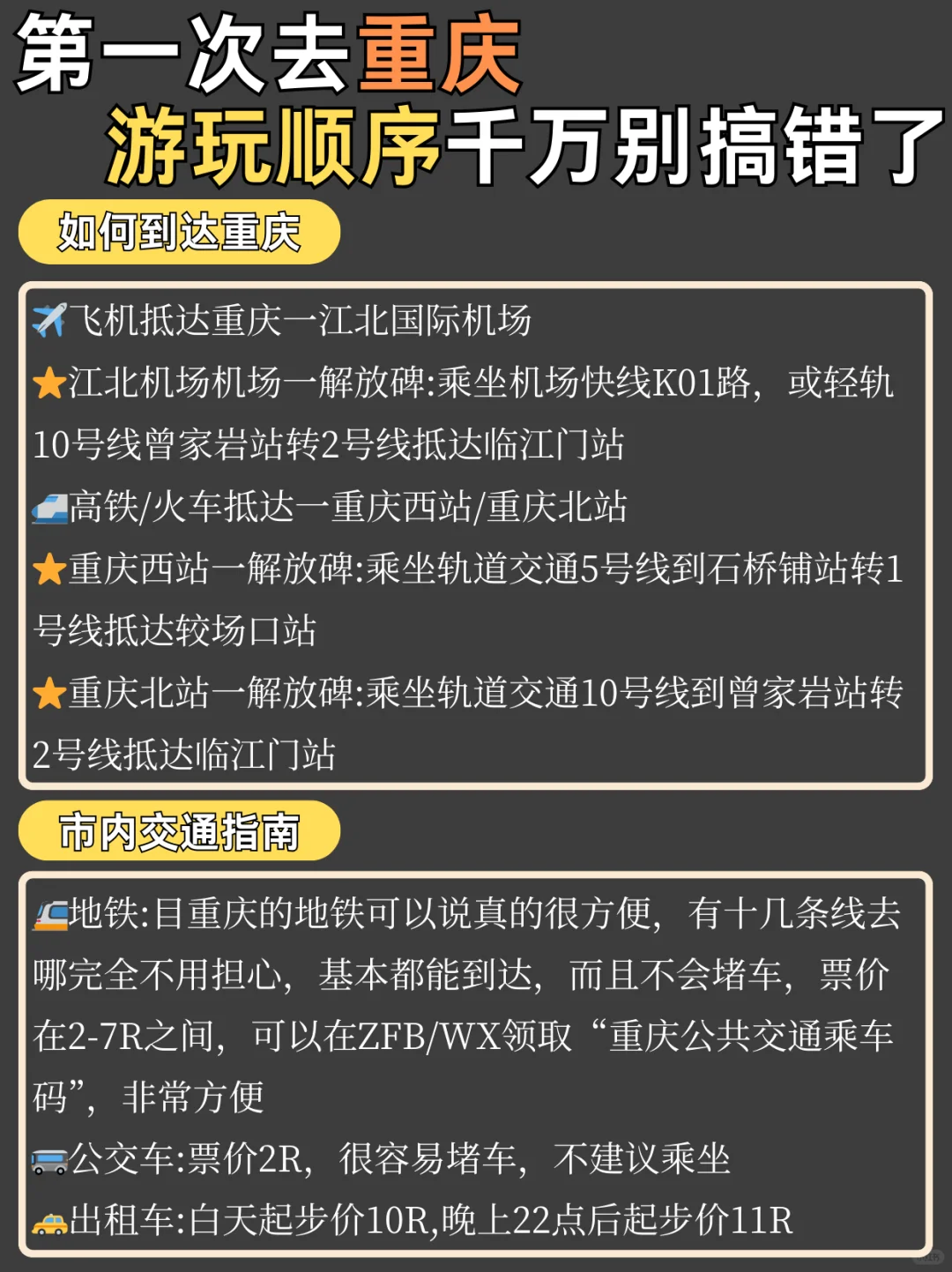 重庆旅游攻略🔥过来人告诉你怎么不踩雷‼️