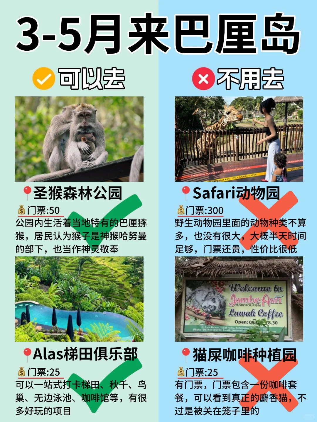 来巴厘岛旅游别去错地方了❗来看看红黑榜