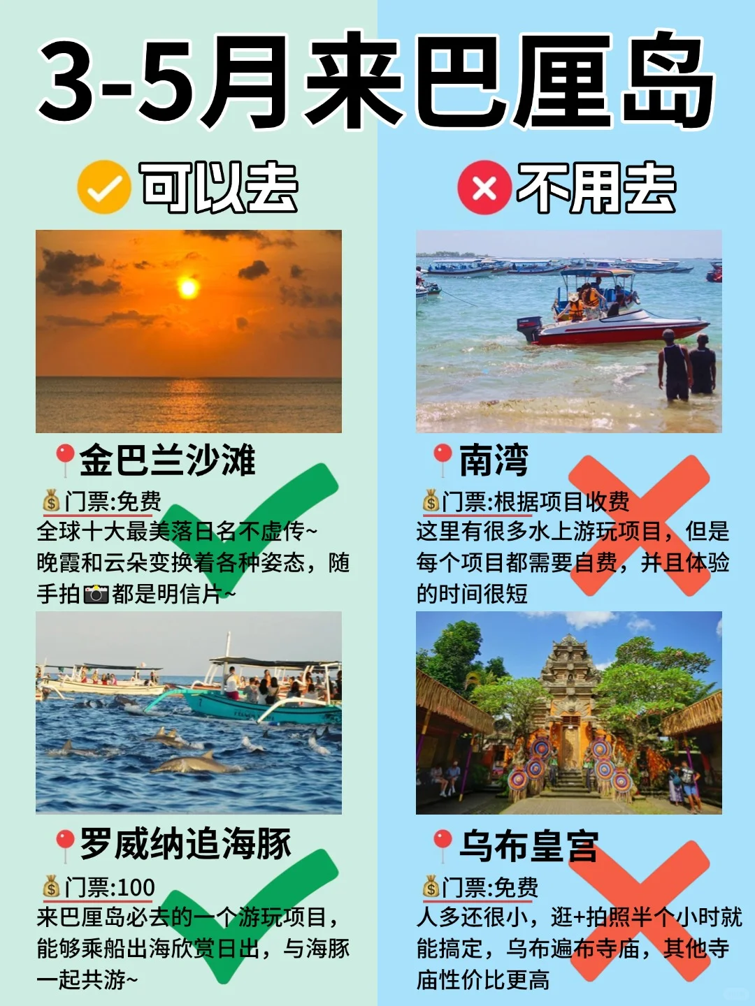来巴厘岛旅游别去错地方了❗来看看红黑榜