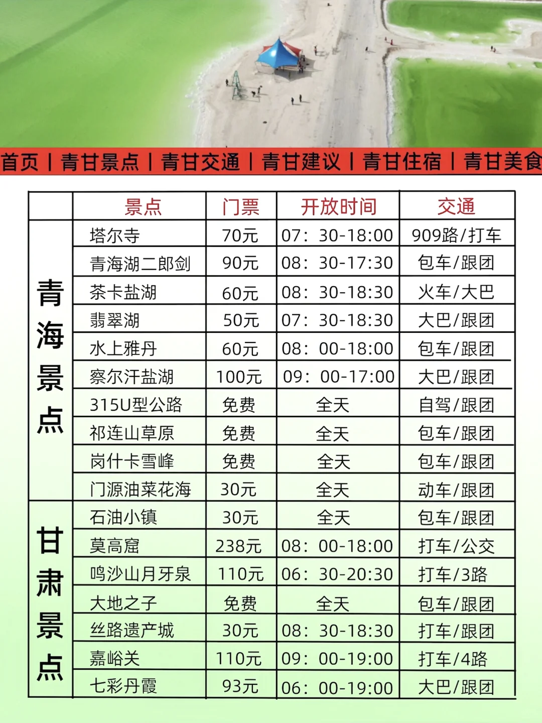 青海甘肃详细旅游攻略来啦 3月要来的码住