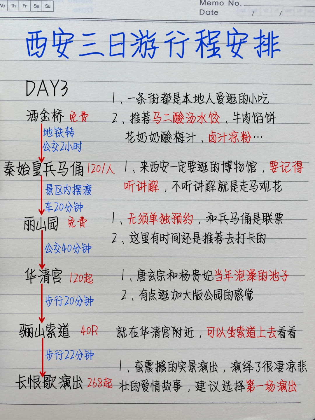 被自己整理的西安三日游行程给满意到了👍