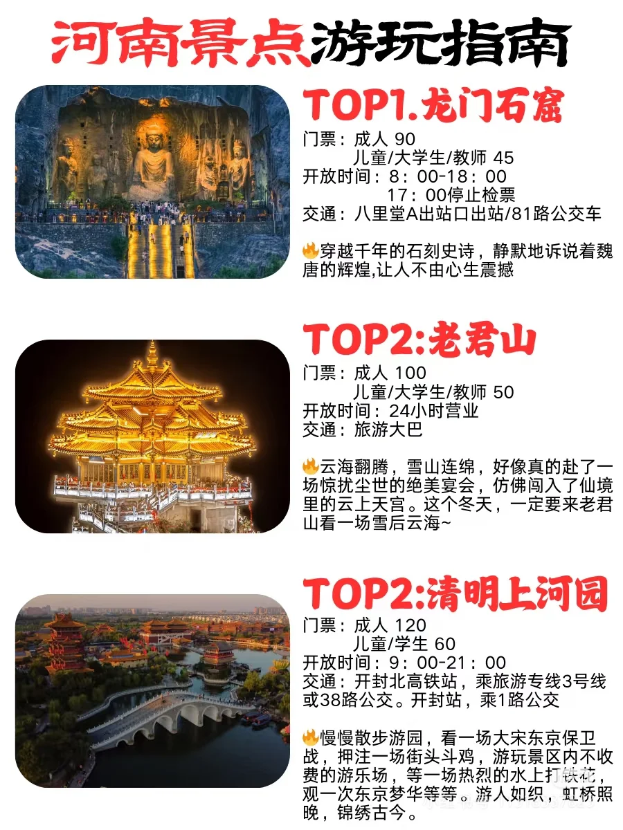 河南，这些不容错过的景点