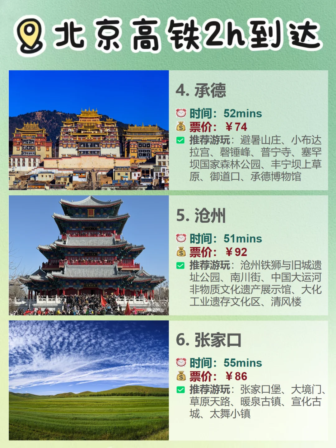 北京周边旅游！高铁2H可达的18座宝藏城市