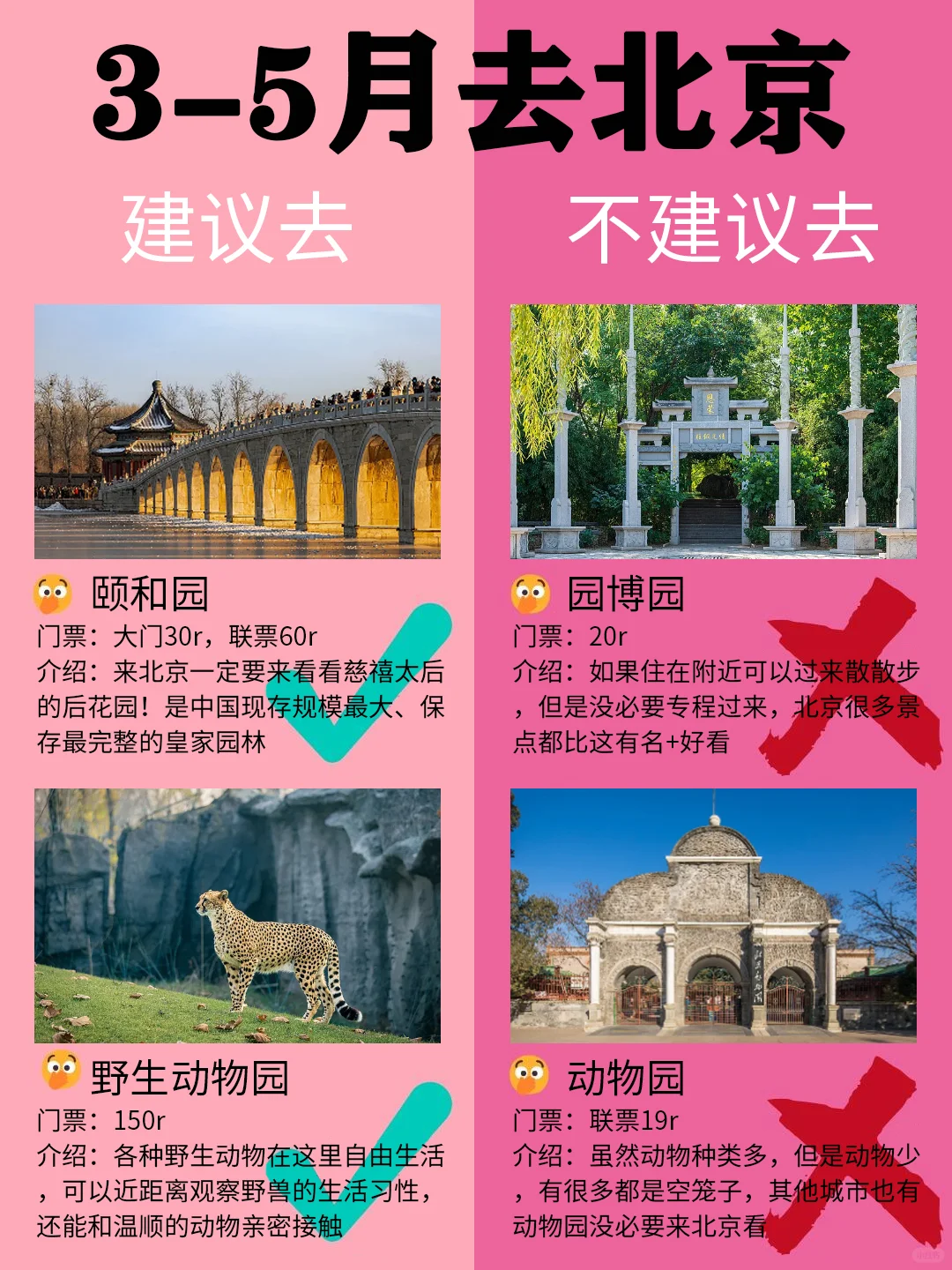 北京3-5月景点红黑榜📍建议去🆚不建议去