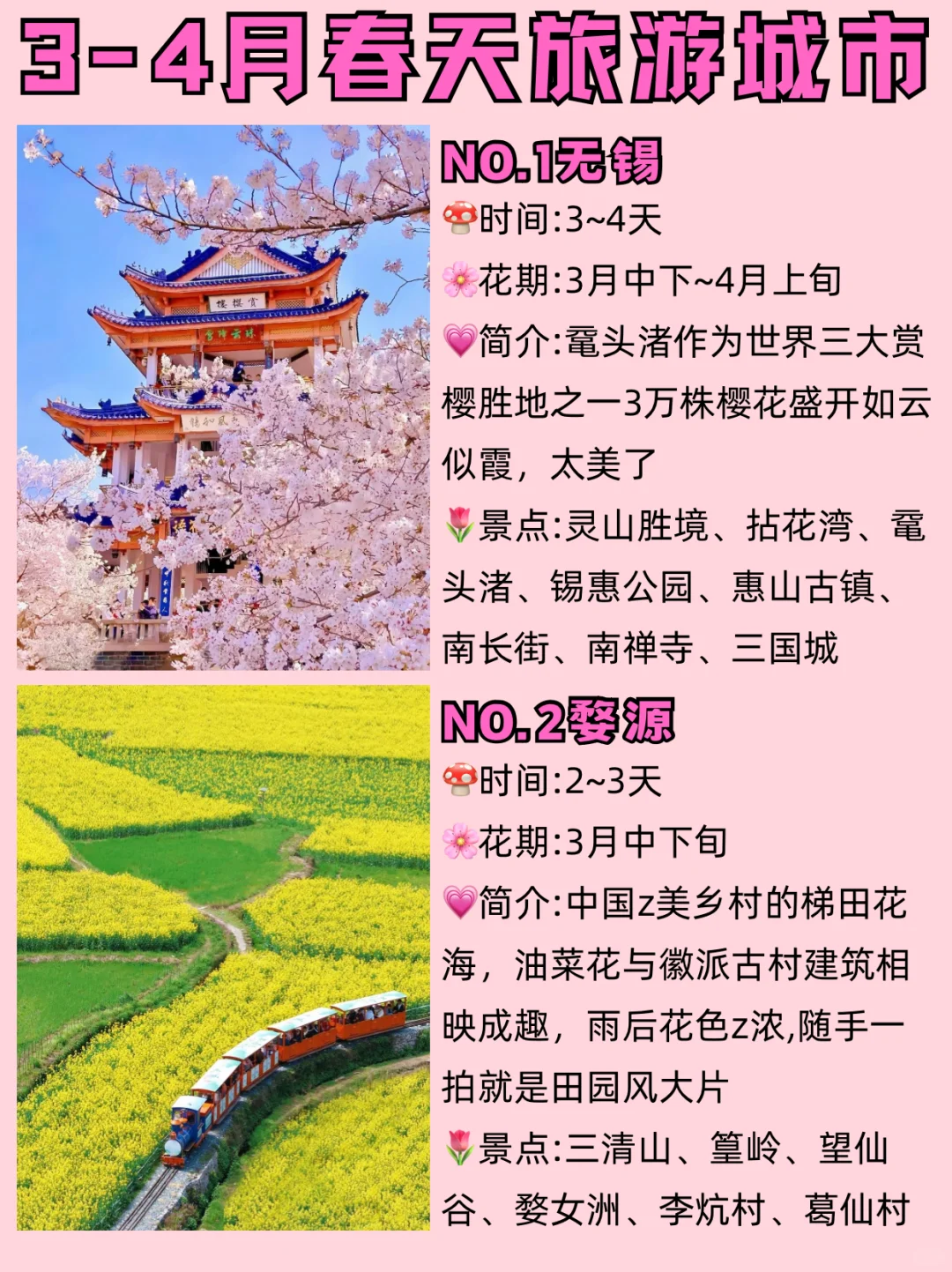 赏花漫游🌸适合3-4月春季旅游的十个城市