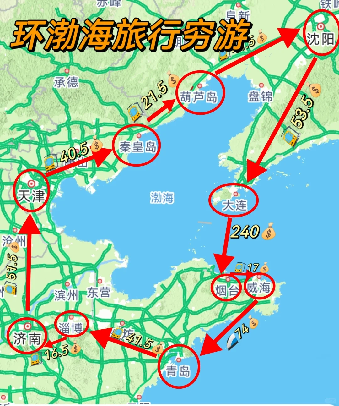 环渤海旅行闭环最全路线!!!