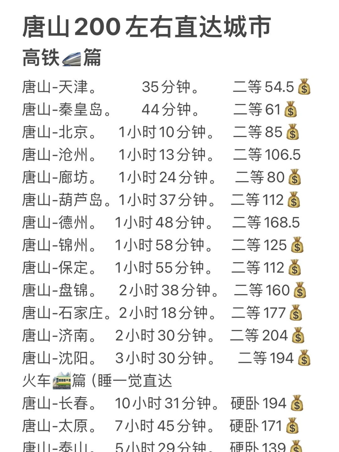 唐山200左右直达城市（周边游）