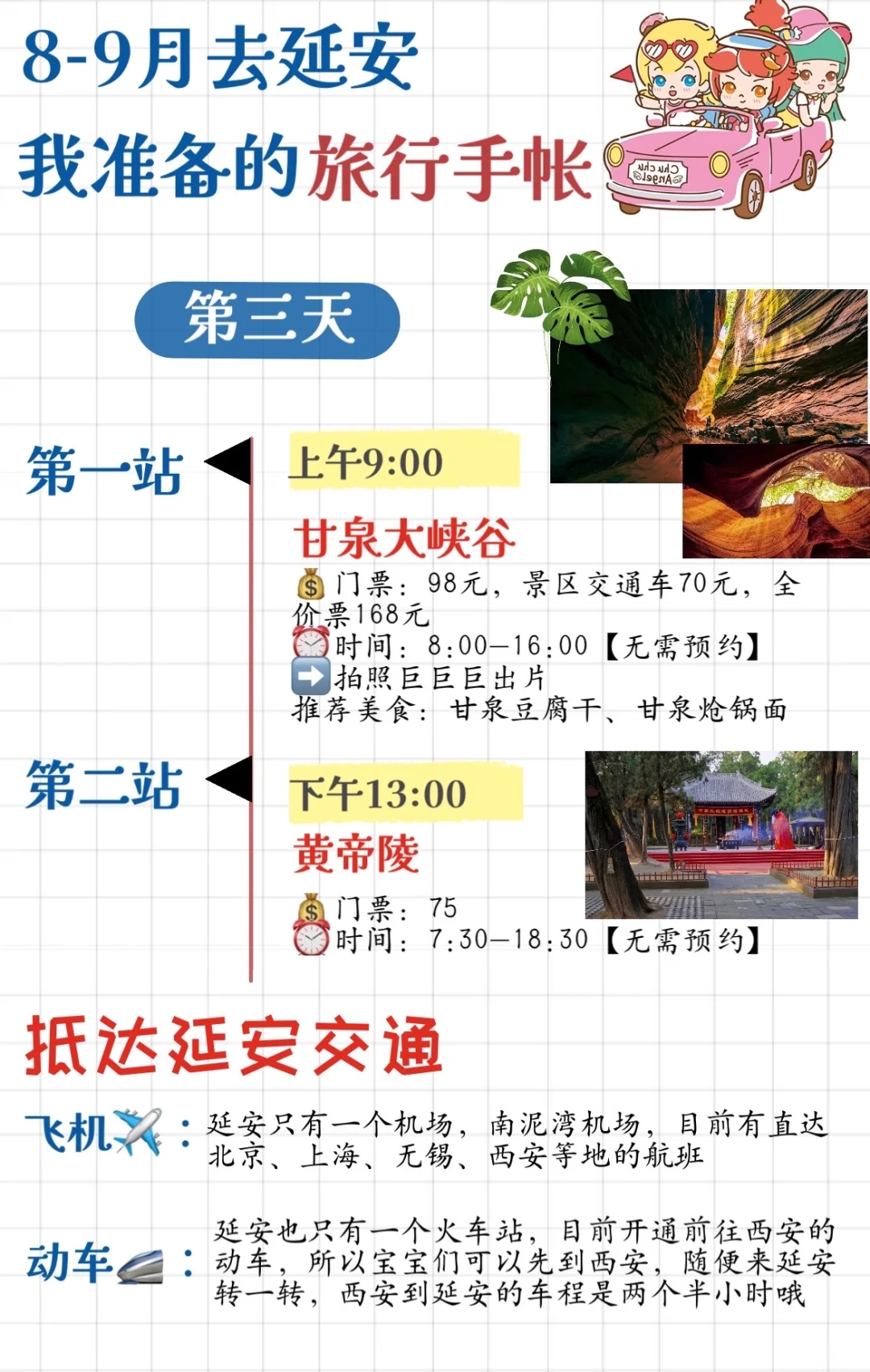 去延安旅游👏🏻整理的手帐攻略（自用）