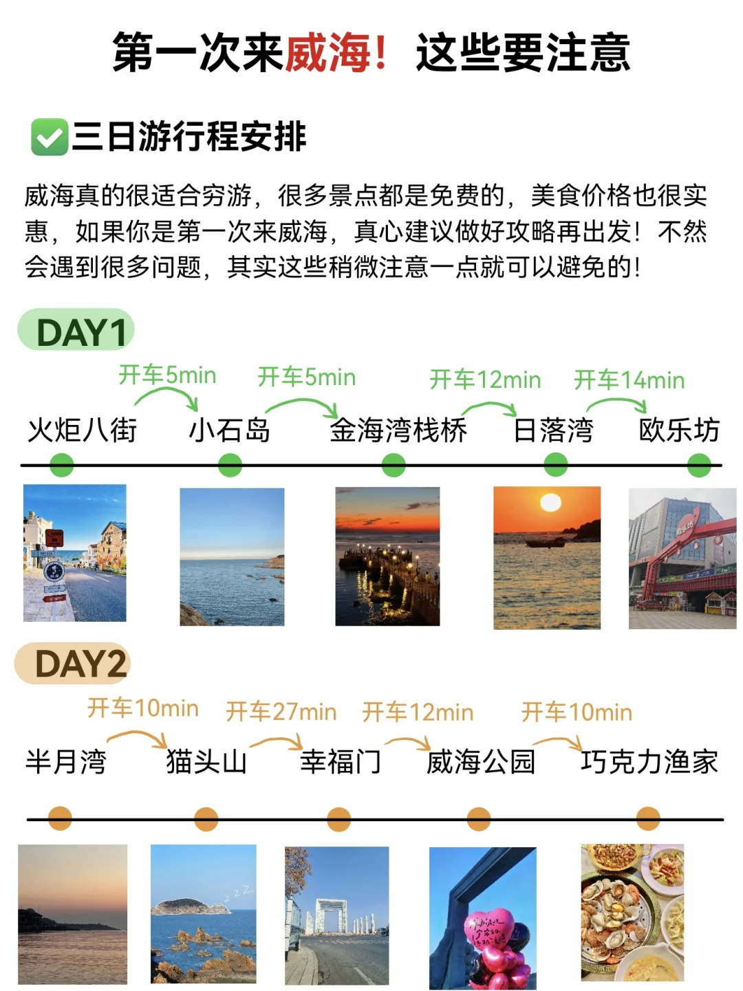 威海三天两晚晚超详细旅游攻略！不绕路版！