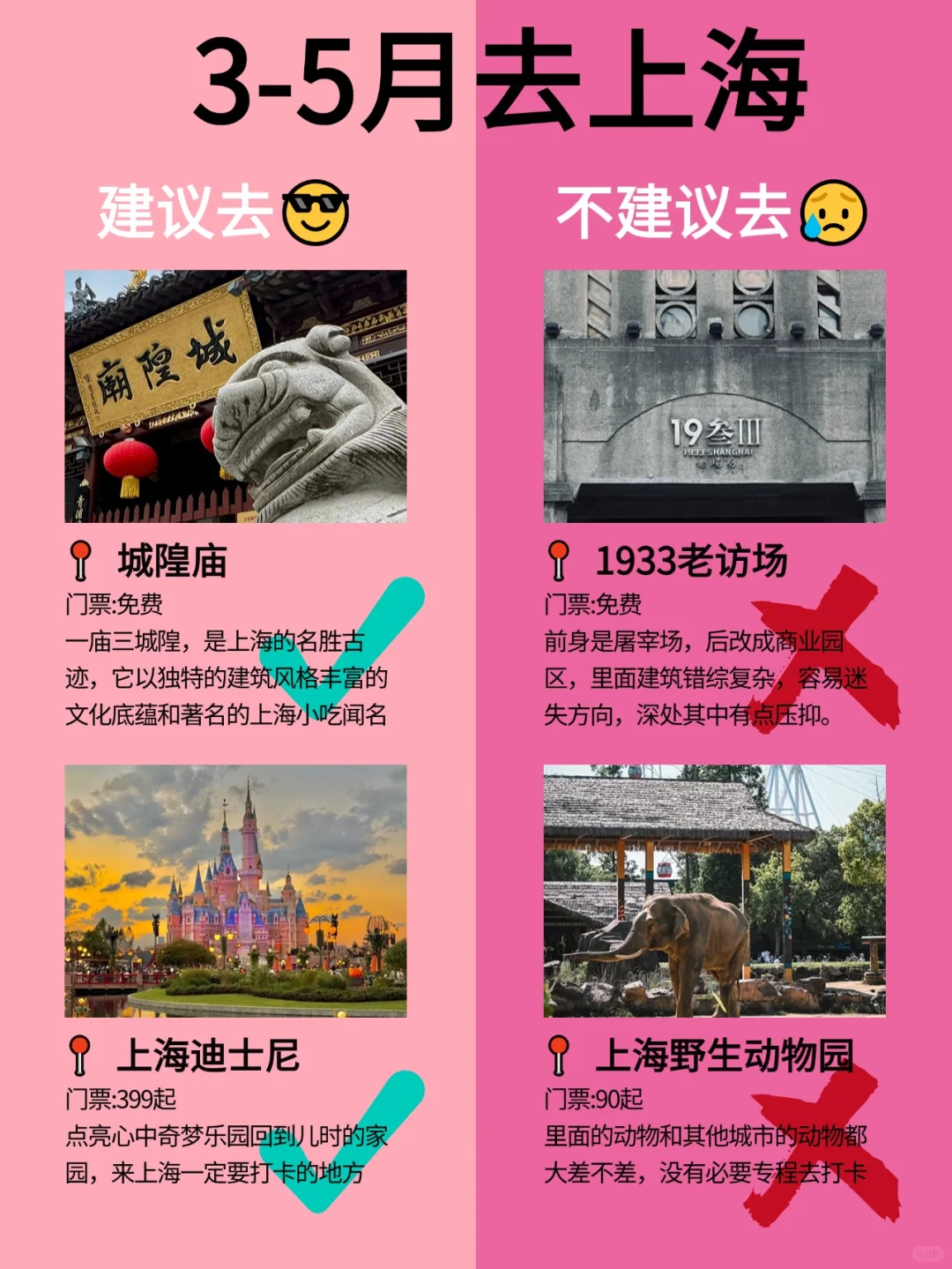 上海3月景点红黑榜📍建议去🆚不建议去