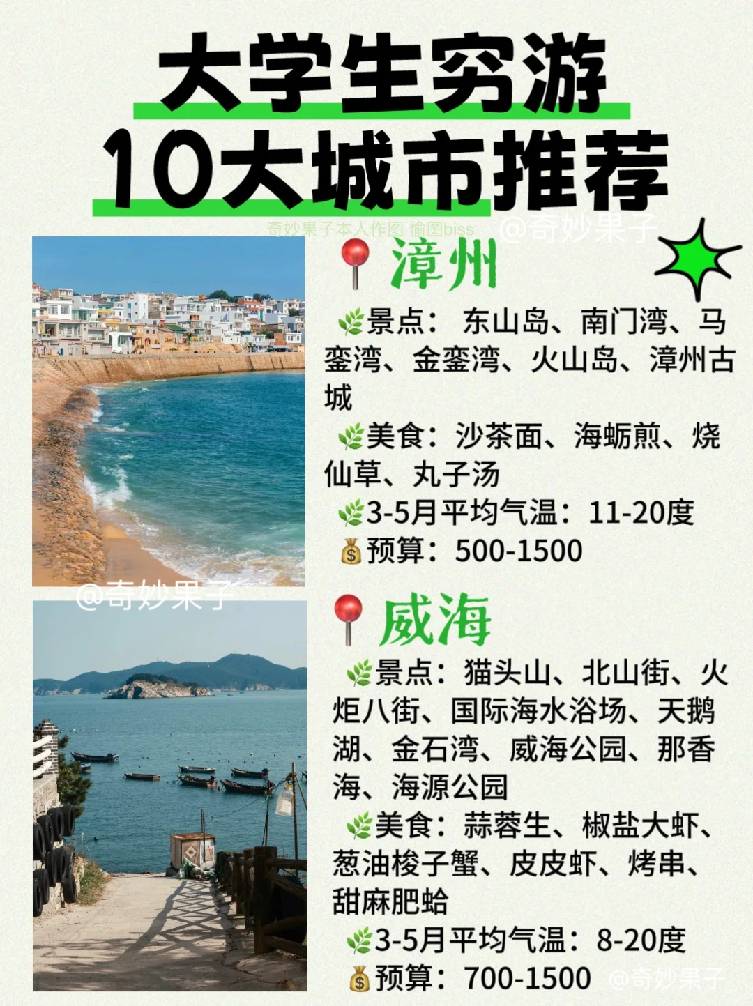 3-5月🌿适合大学生穷游的10大城市🔥