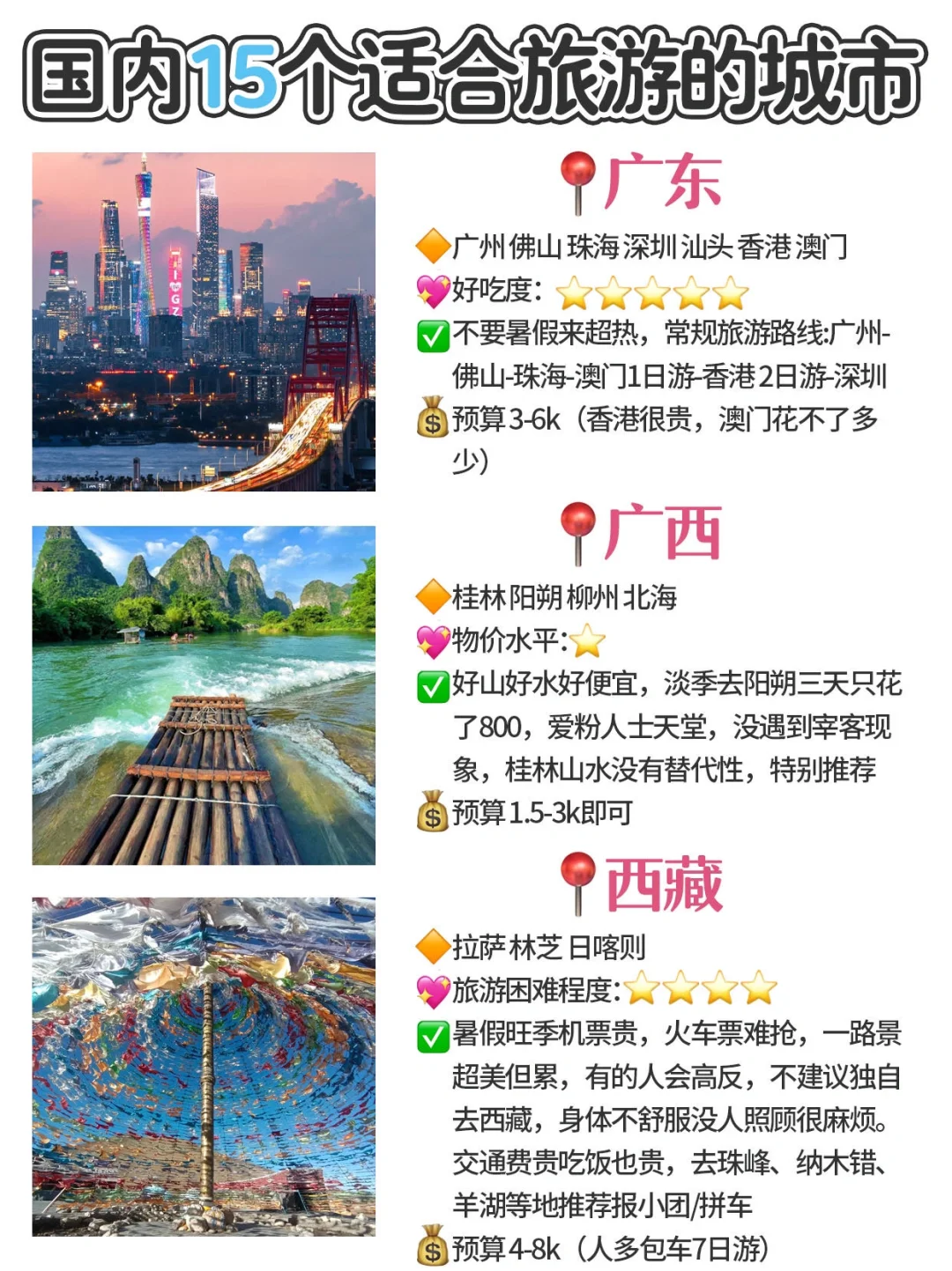 国内1️⃣5️⃣个适合旅游的城市