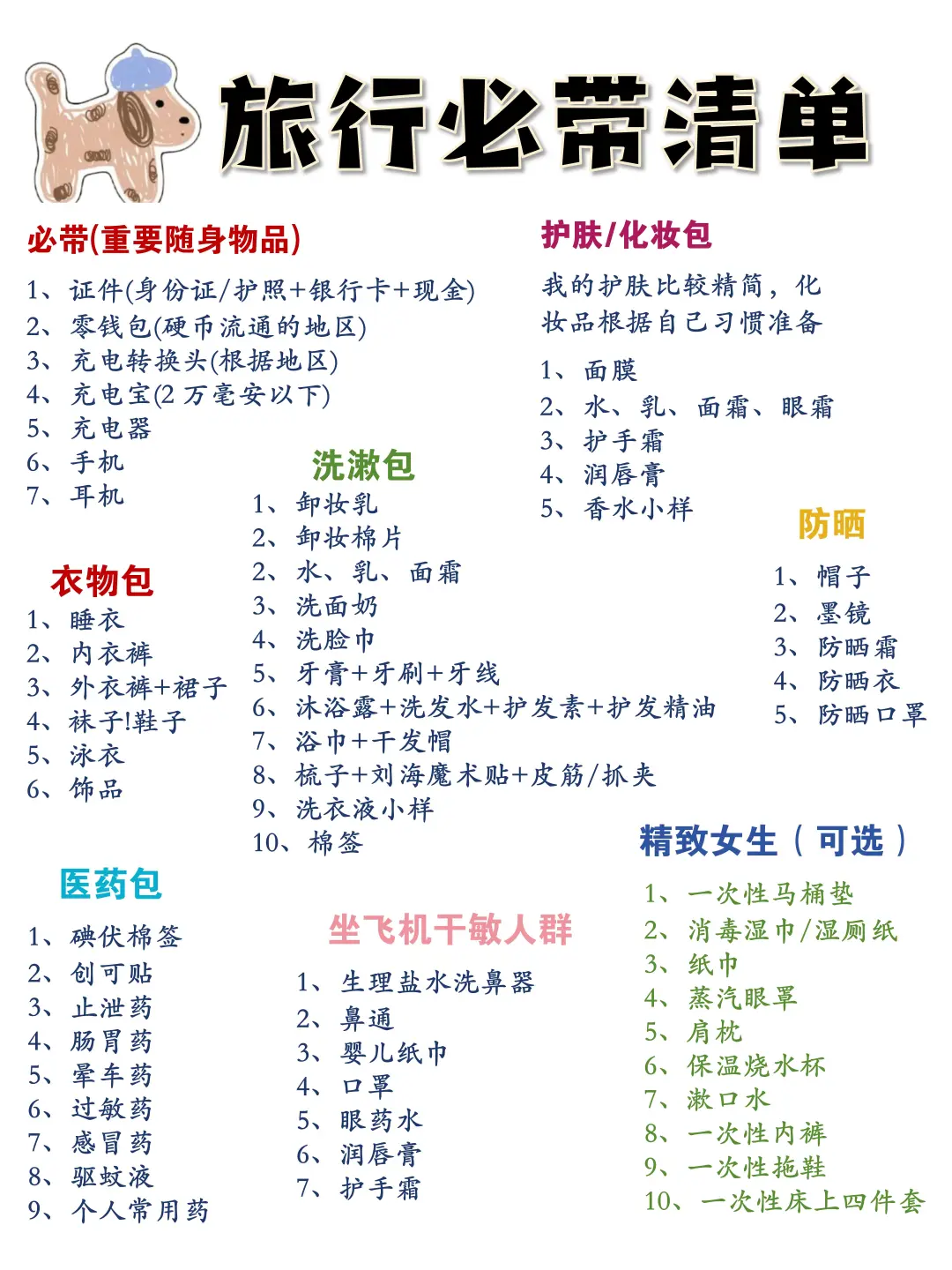 旅行必备清单👸🏻公主清查收！