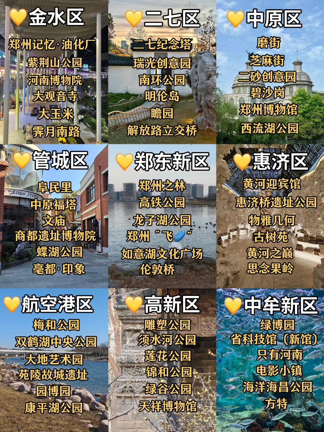 郑州旅游｜主城九区景点合集✅浪漫打卡地