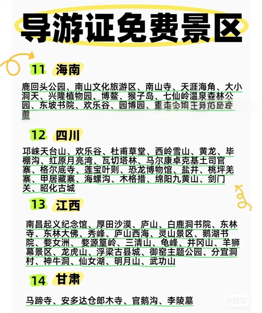 持导游证免费游览的景区