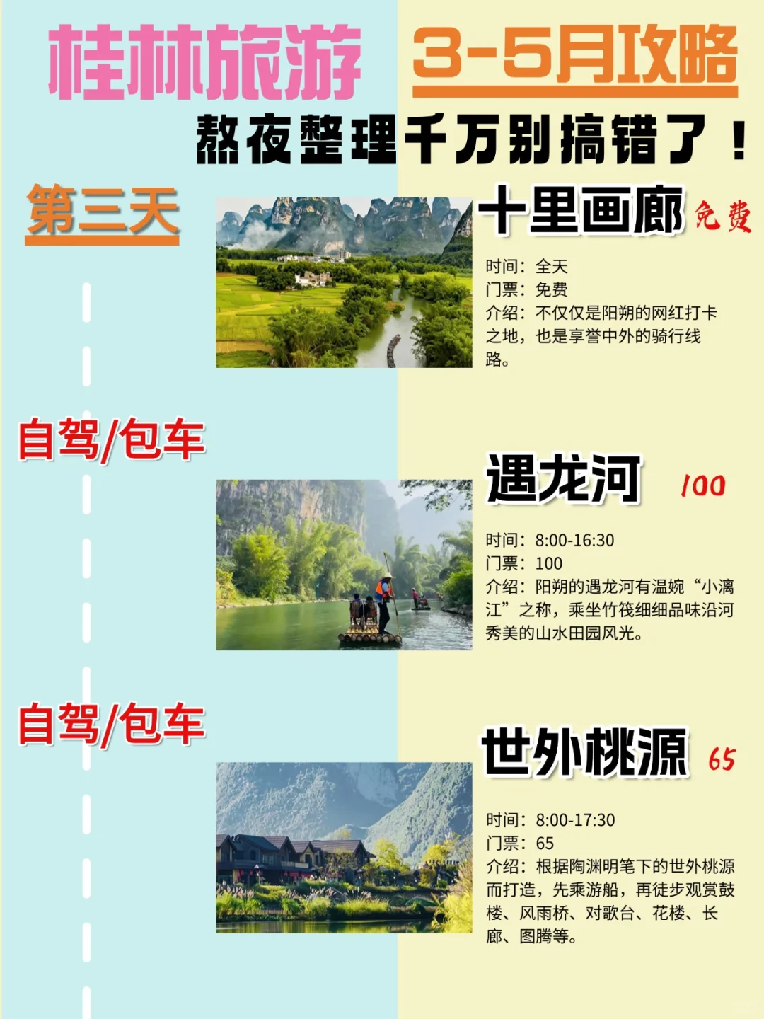 3-5🈷️桂林旅游攻略‼️熬夜整理千万别搞错