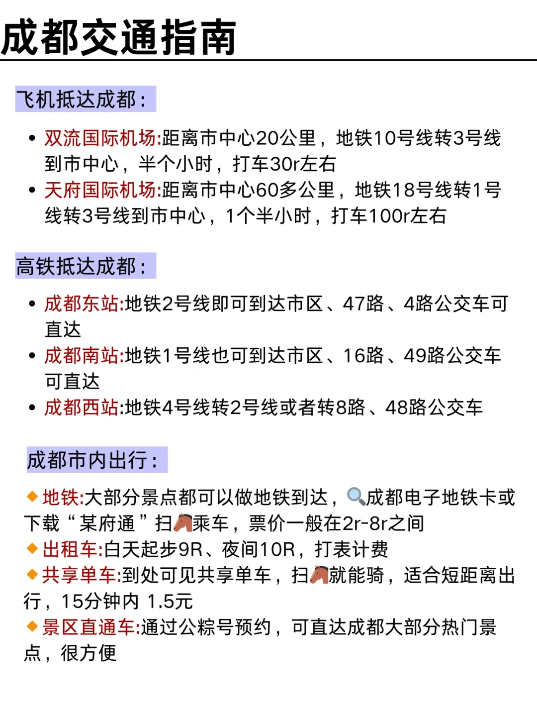 一图看懂！成都各个区域景点分布图✅