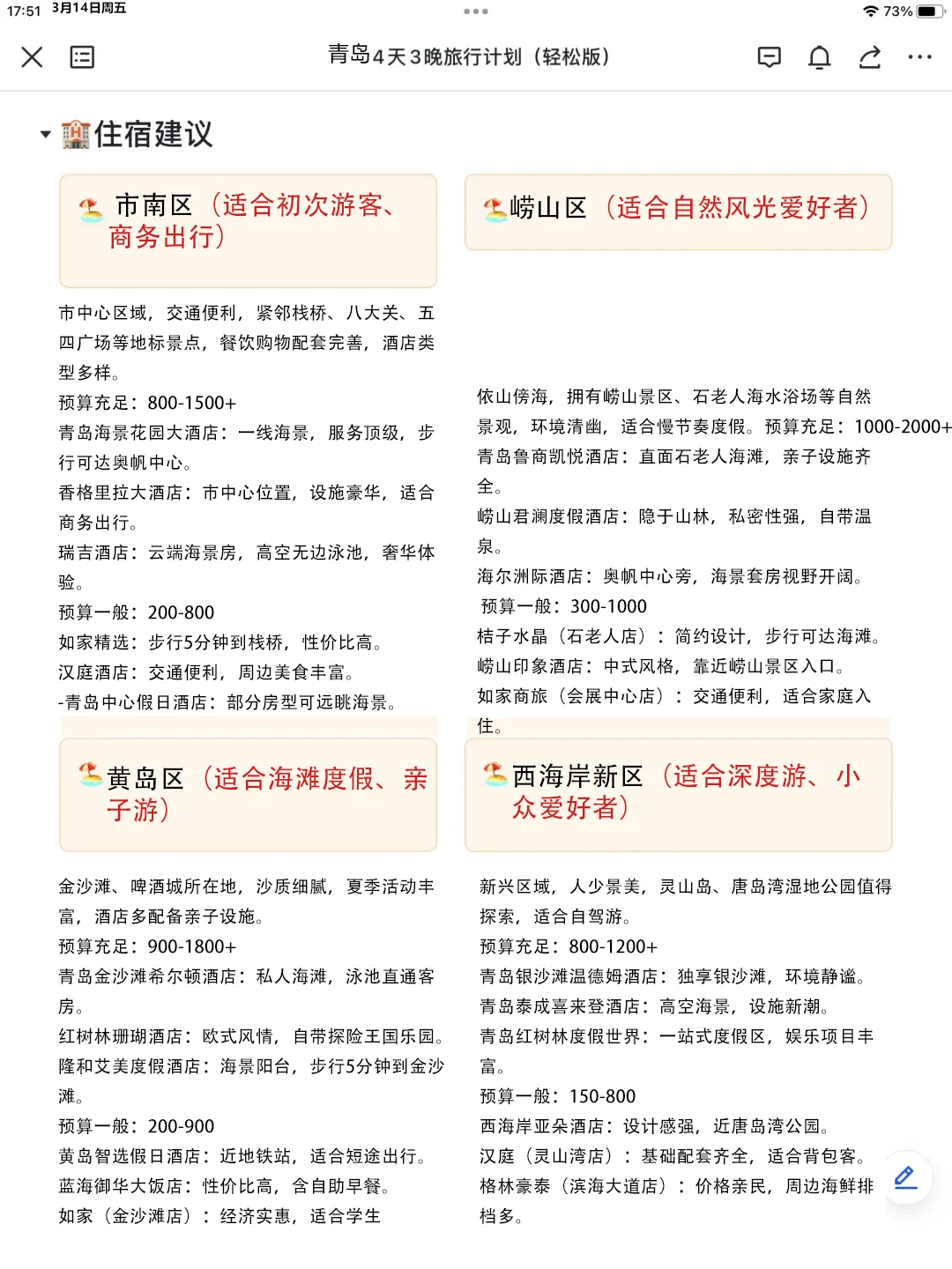 被闺蜜做的青岛旅游攻略感动😭😭