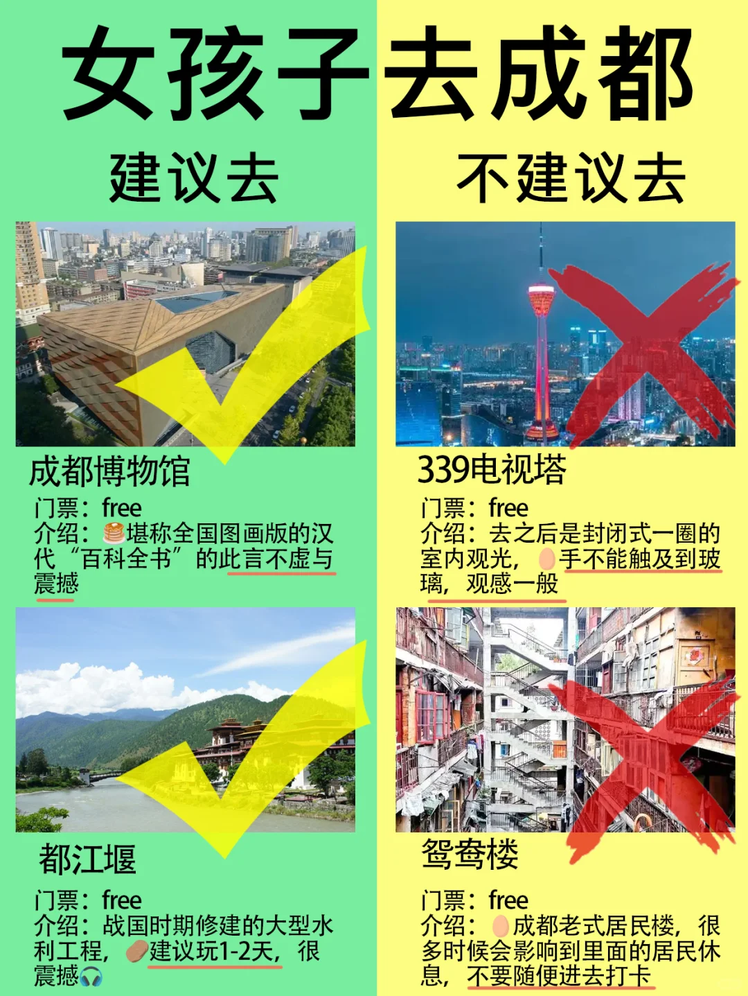 成都旅游攻略，女孩子建议去🆚不建议去‼️