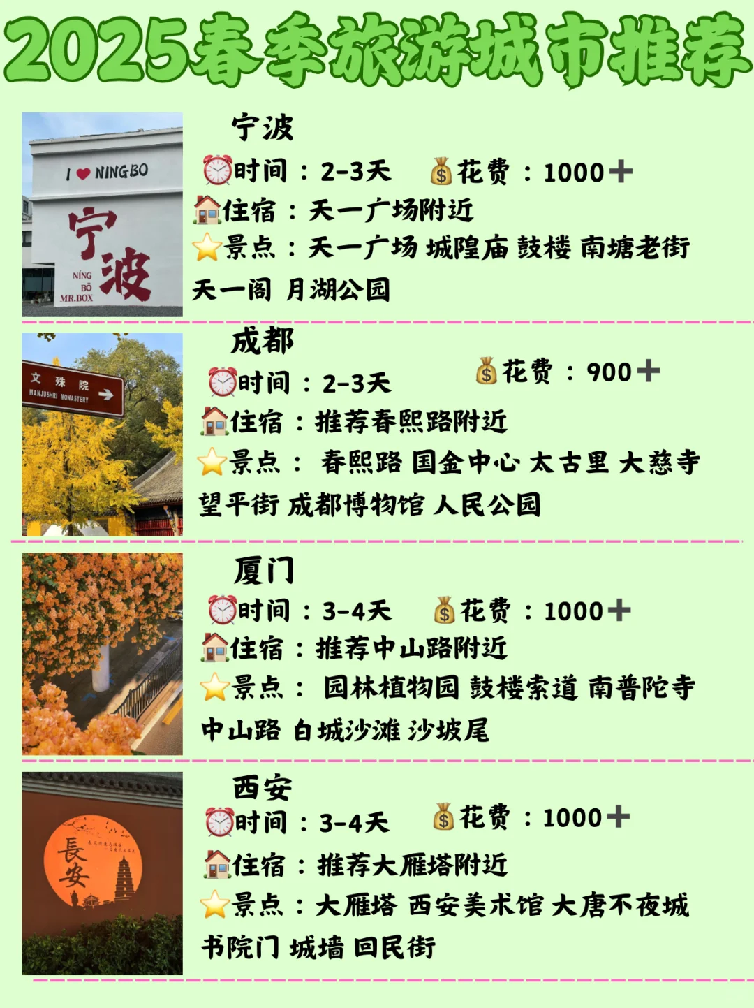 3-5月旅游城市推荐汇总✅✅