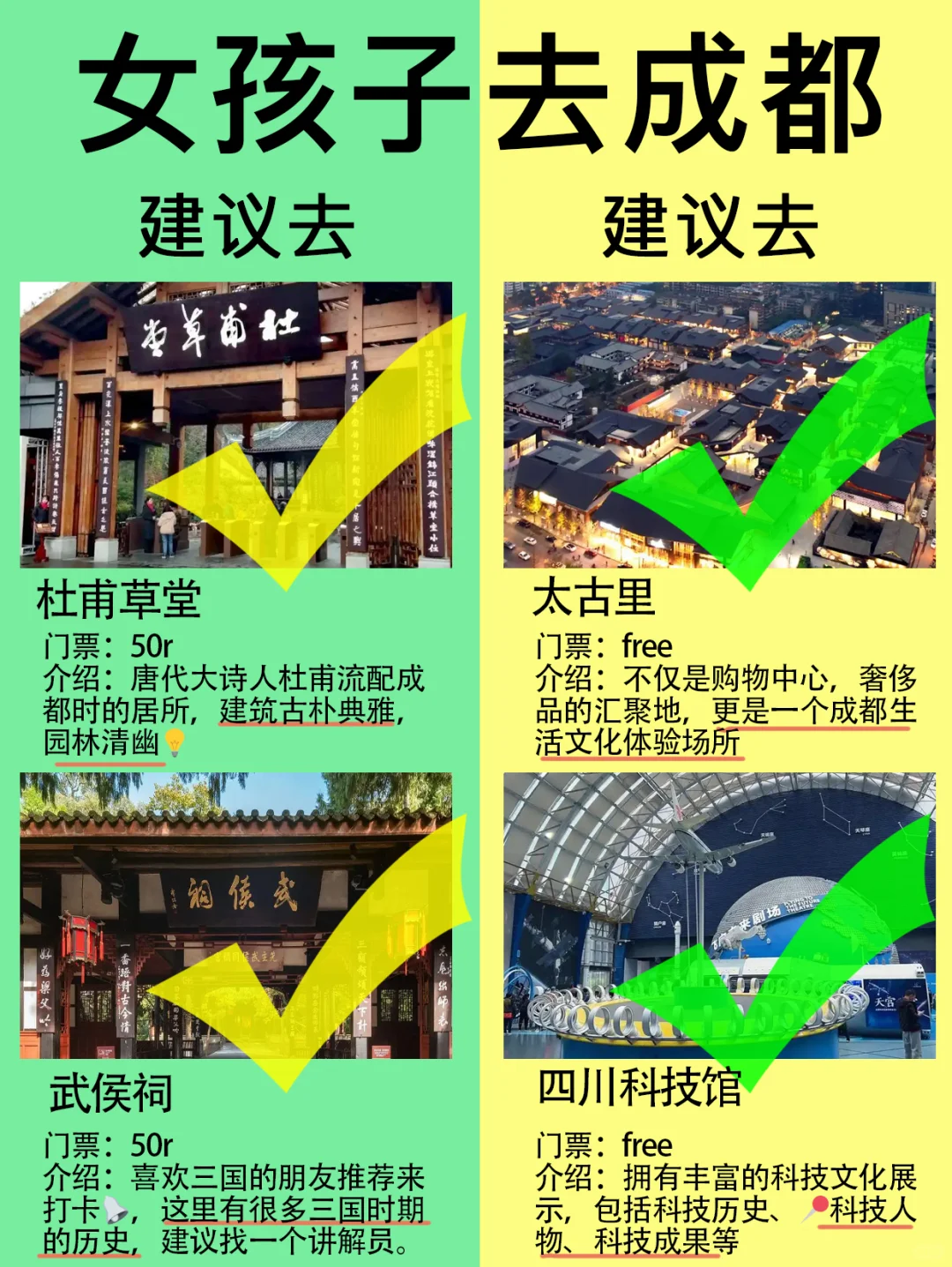 成都旅游攻略，女孩子建议去🆚不建议去‼️