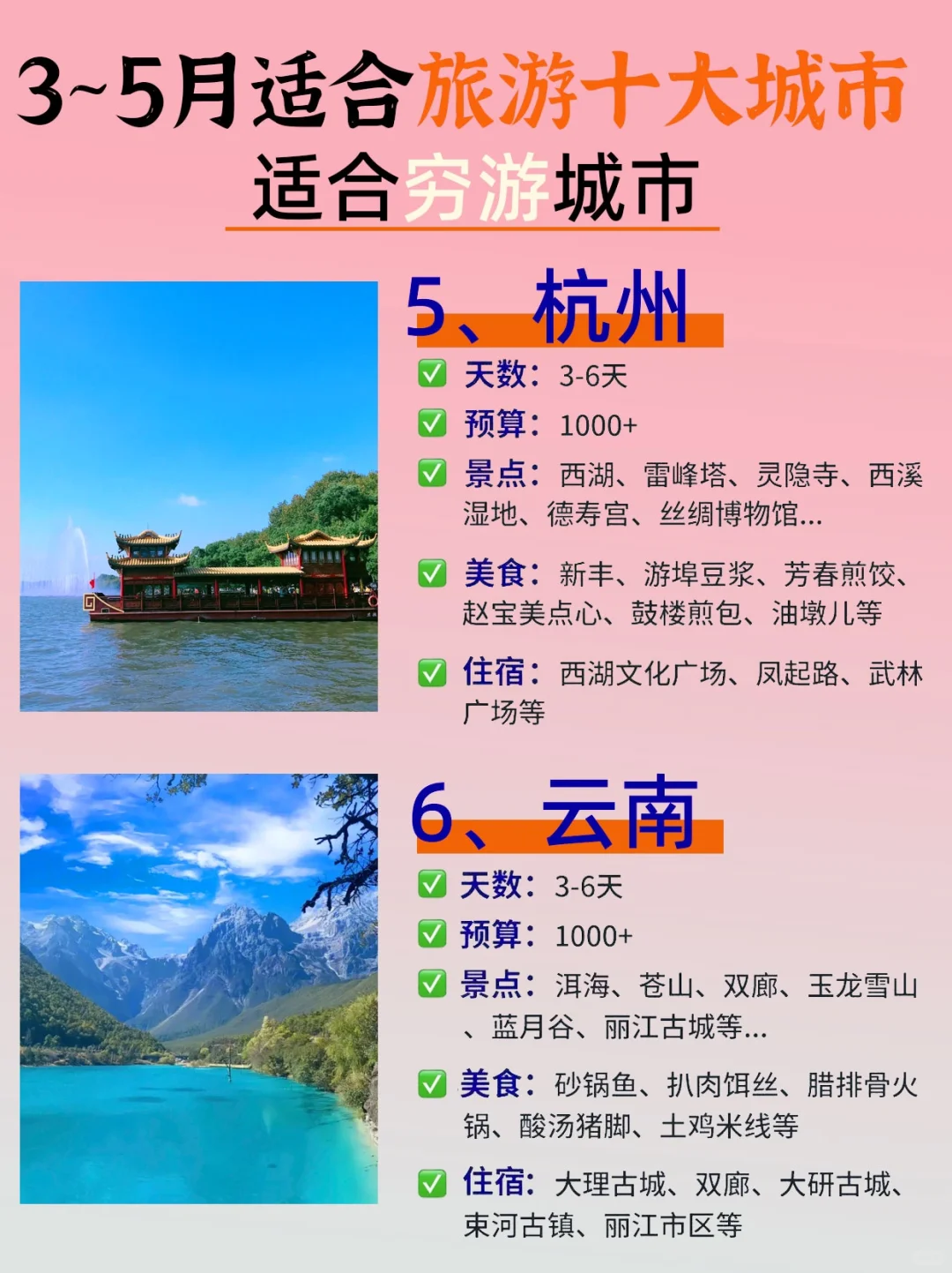 3-5🈷️去哪玩❓我整理了10个城市，🐎住可冲❗️