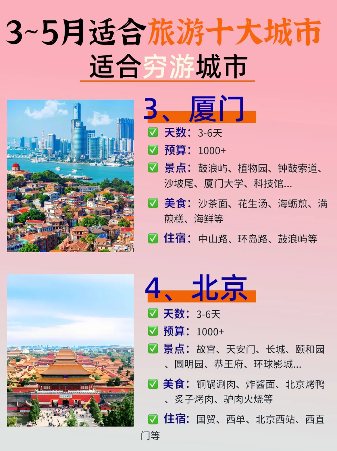 3-5🈷️去哪玩❓我整理了10个城市，🐎住可冲❗️