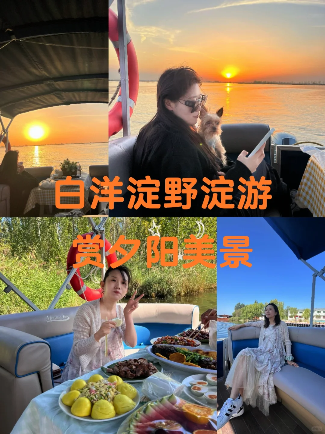 第一次来白洋淀🌅夕阳美景尽收眼底~美翻啦
