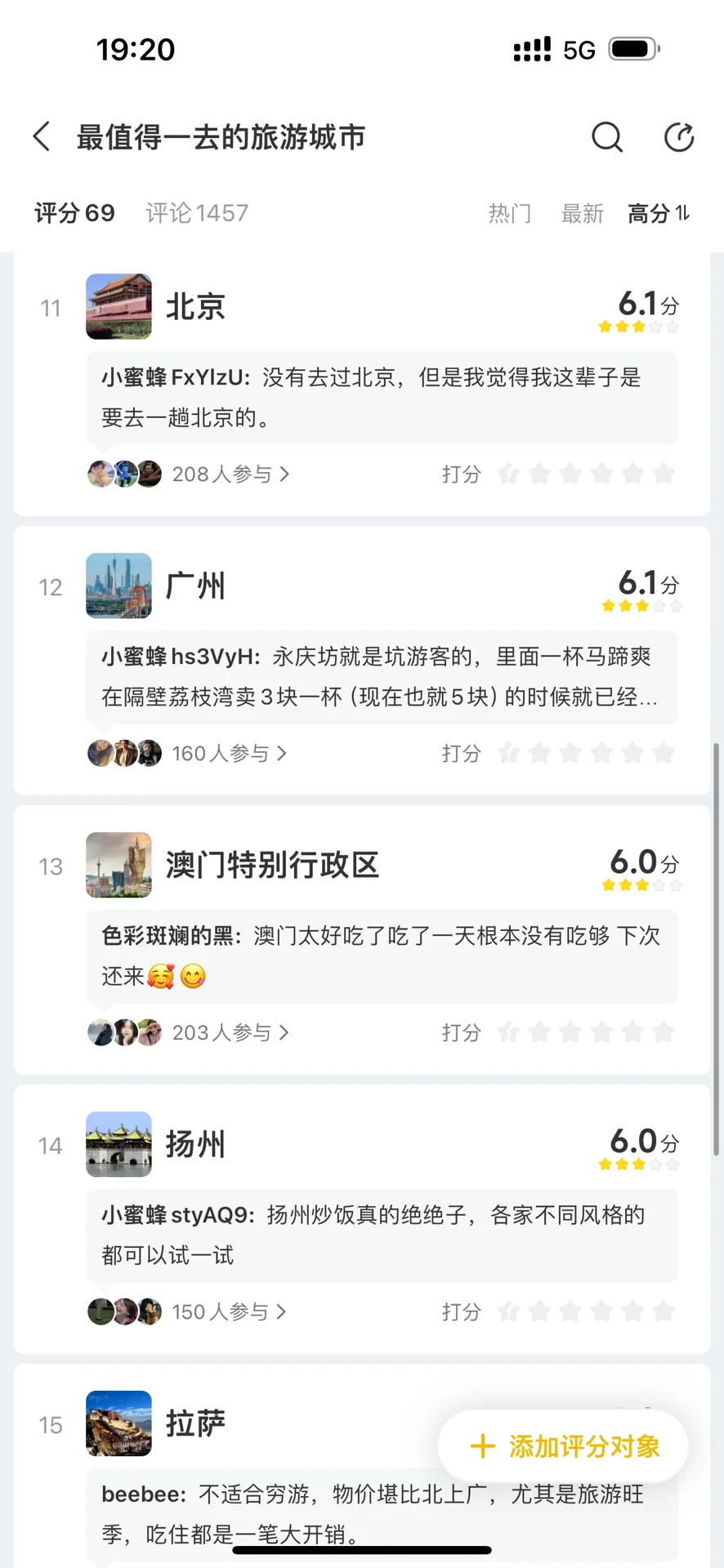 留下你最想去的城市