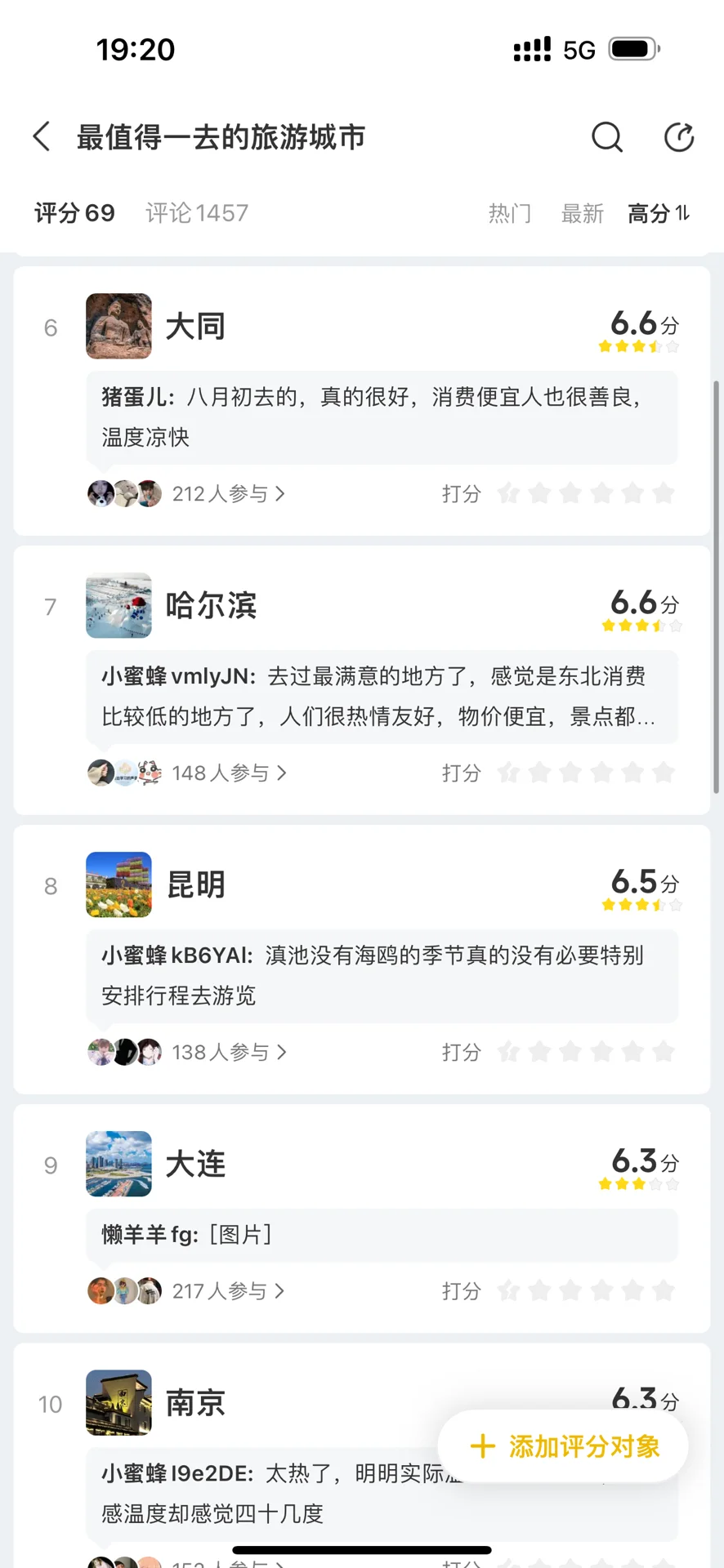 留下你最想去的城市