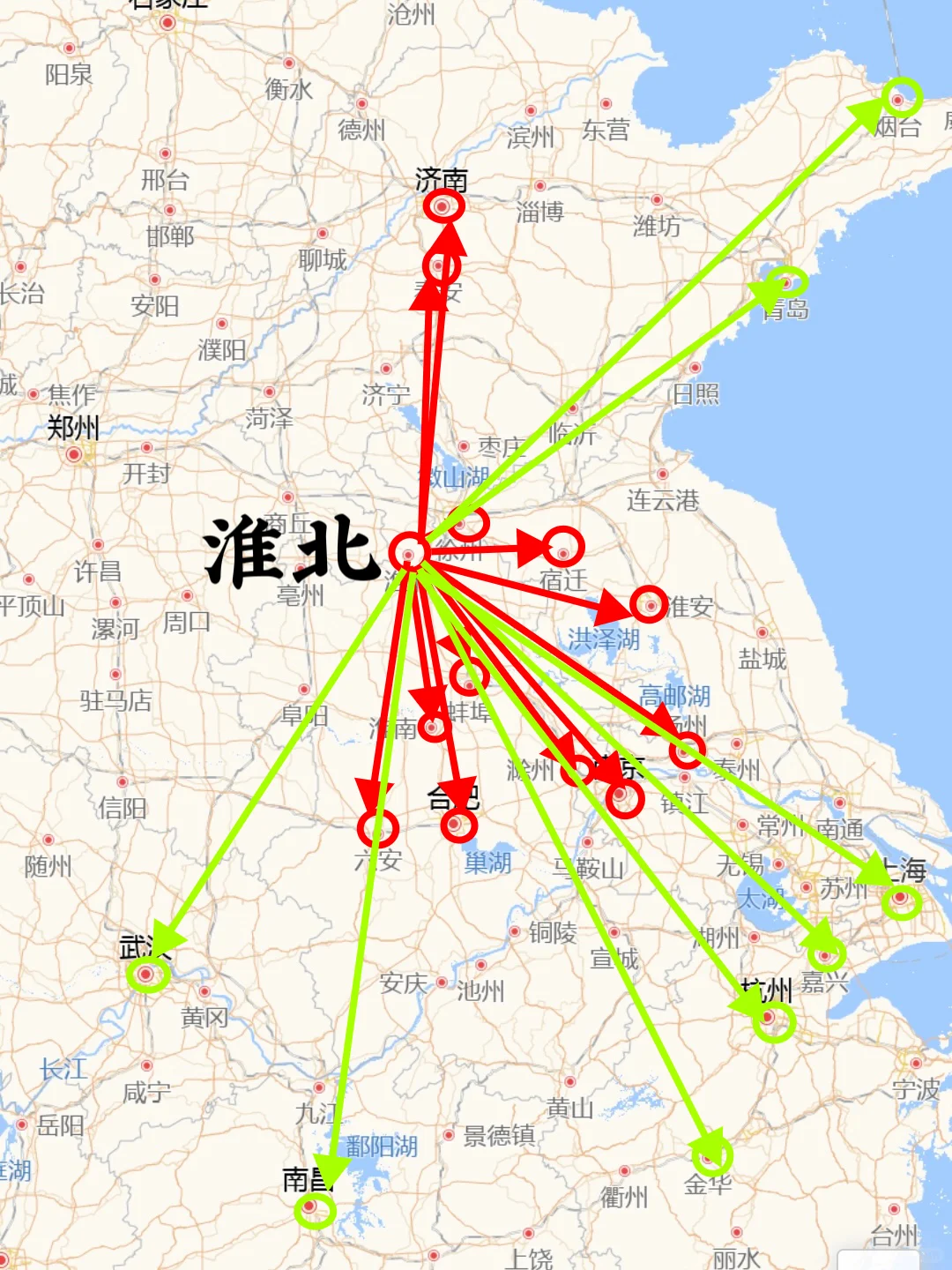 淮北200左右直达城市（周边游）