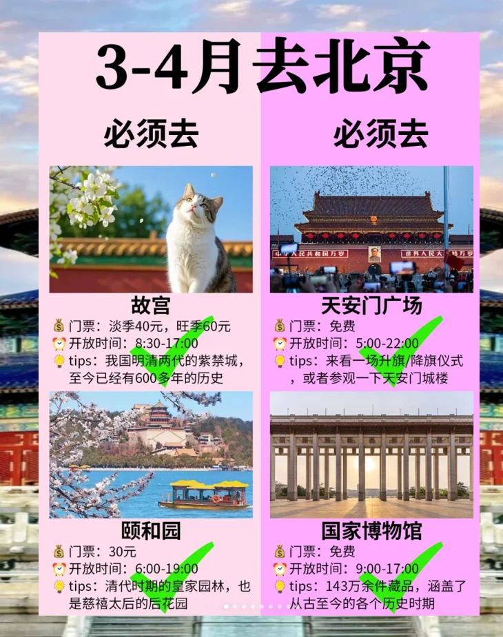 3月份开始去北京一定要去的景点有哪些？