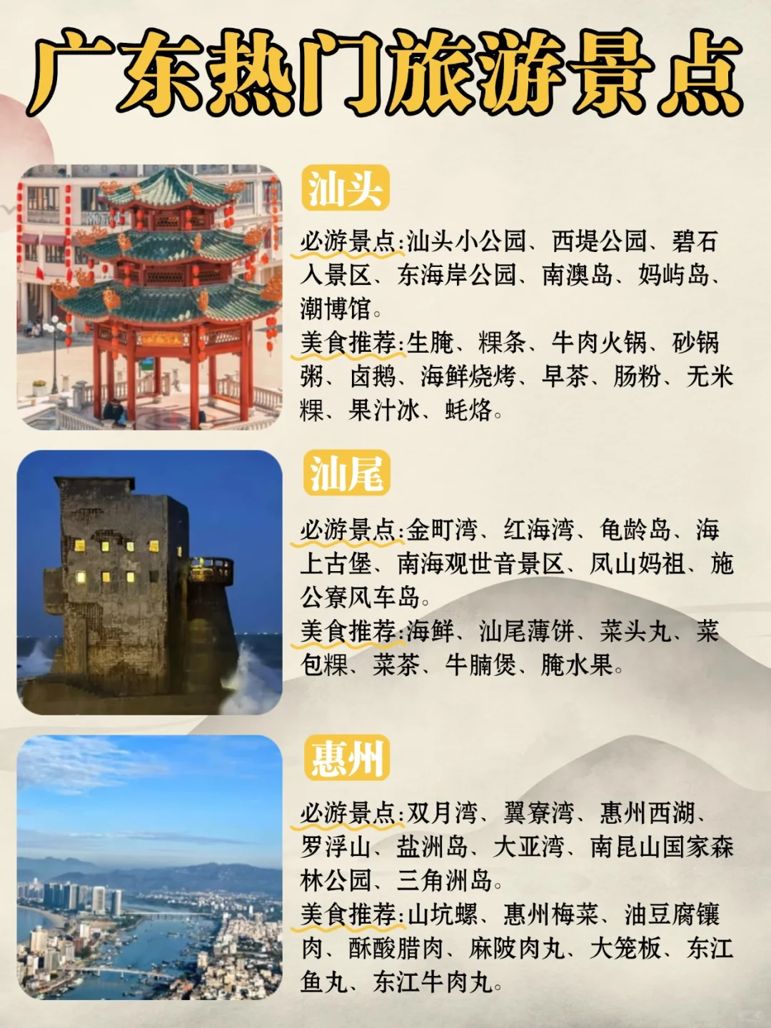 广东21个市🗺热门旅游景点大全｜一图搞懂
