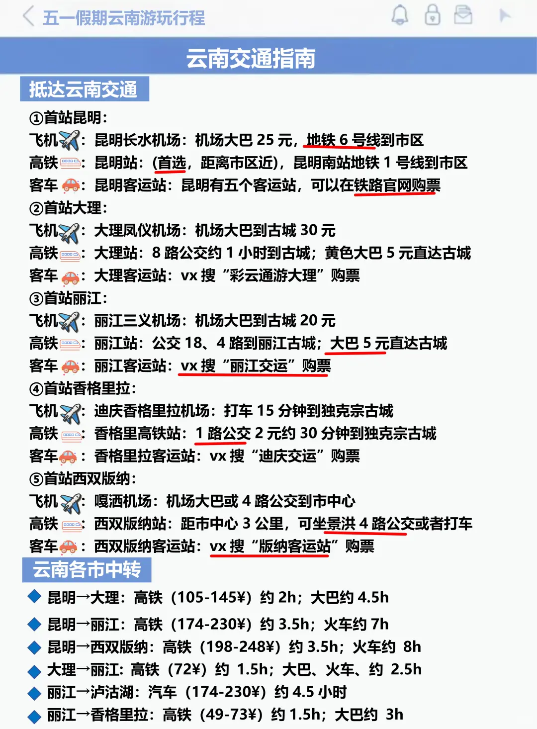 J人好恐怖啊😱…闺蜜做的云南旅游攻略