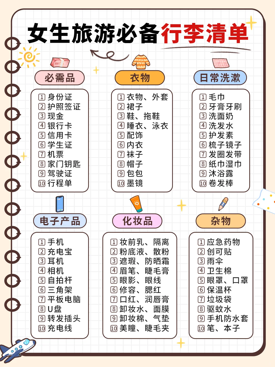 超全旅行必备行李清单🧾，超详细🉑照抄