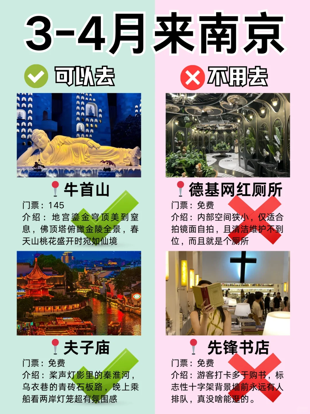 南京3月景点红黑榜📍建议去🆚不建议去