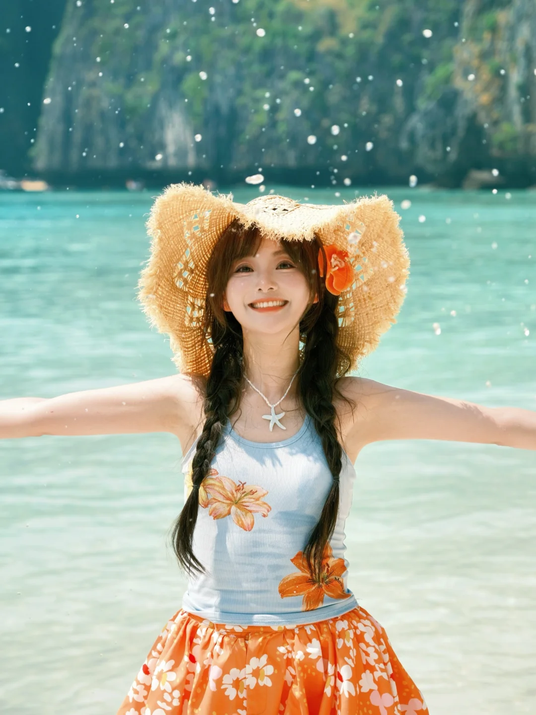 存一些海边拍照姿势🩵💛🧡