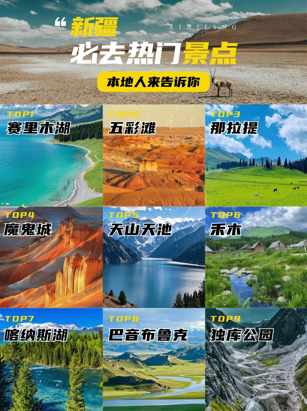 旅游前必看❗新疆必去九大景点❗❗❗