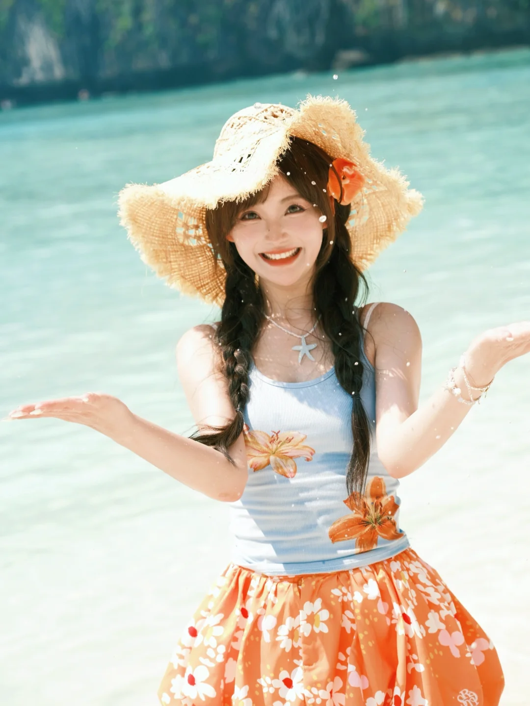 存一些海边拍照姿势🩵💛🧡