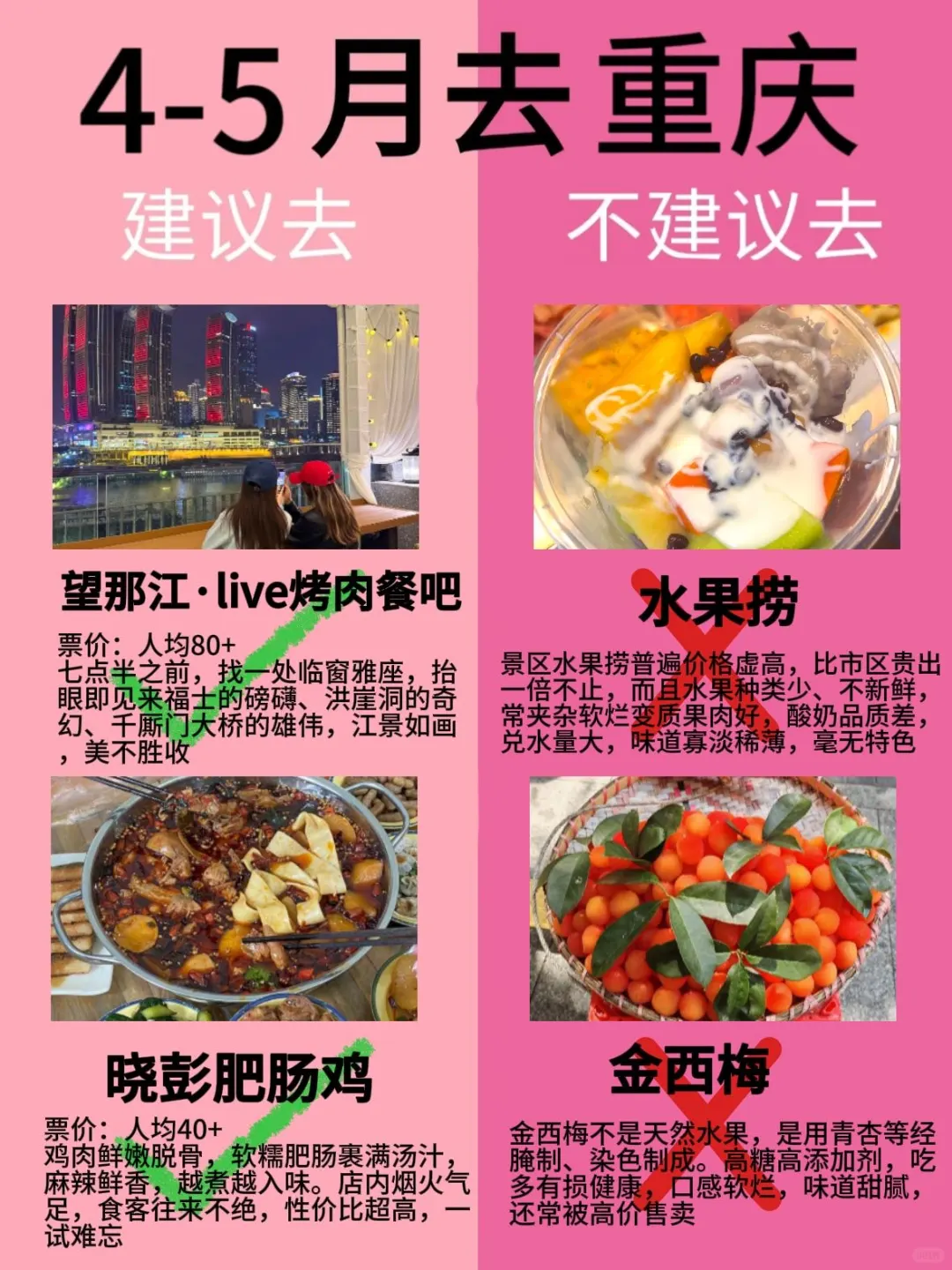 重庆4-5月景点红黑榜📍建议去🆚不建议