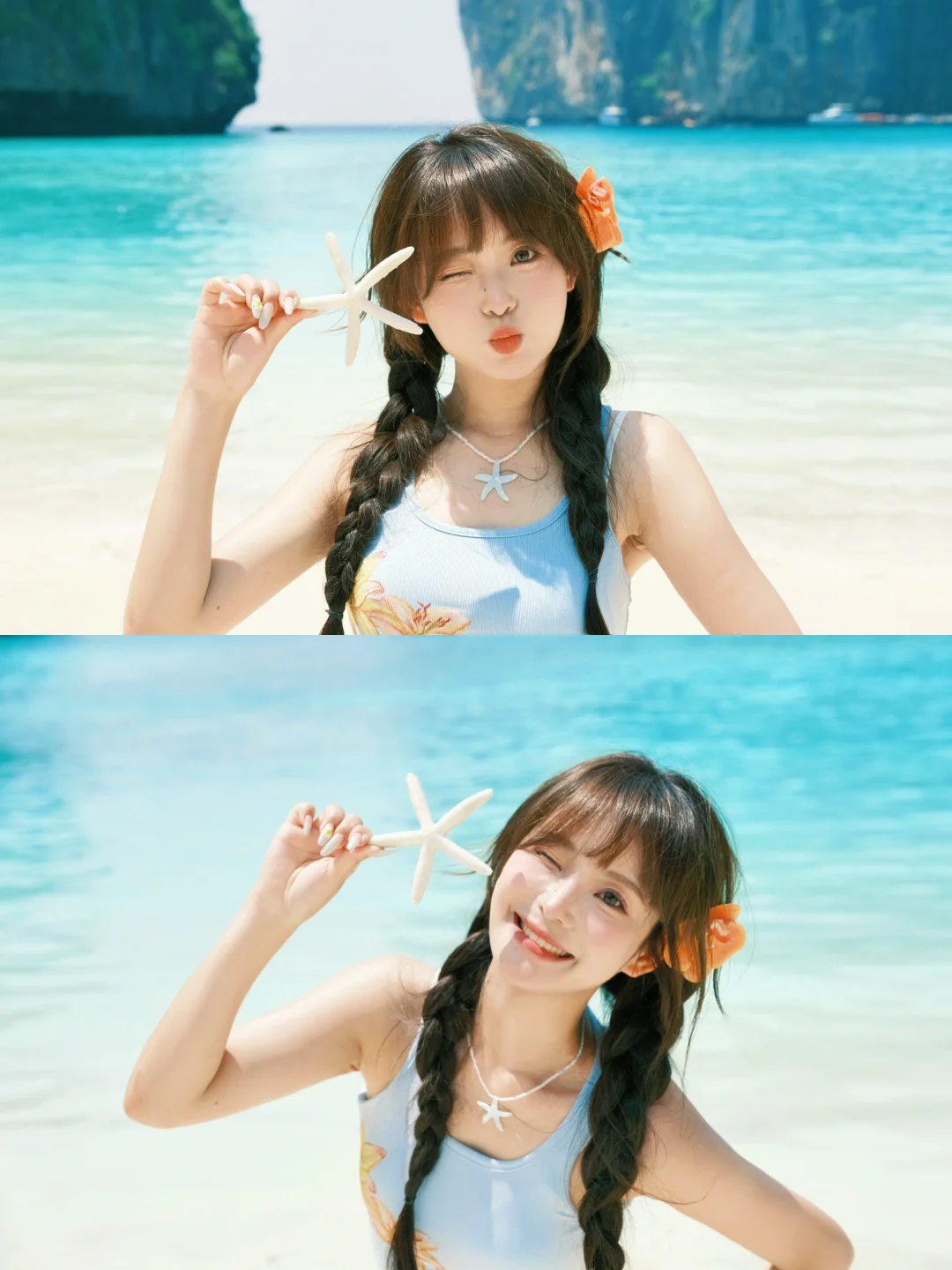 存一些海边拍照姿势🩵💛🧡