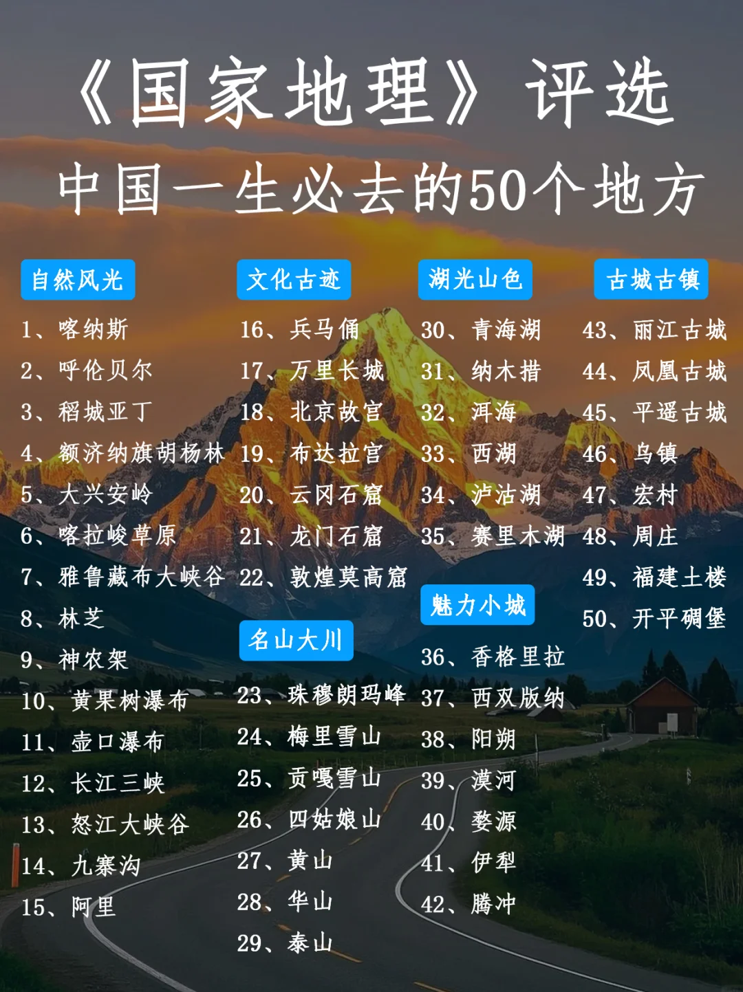 《国家地理》推荐‼️此生必去的50个地方🔥🔥