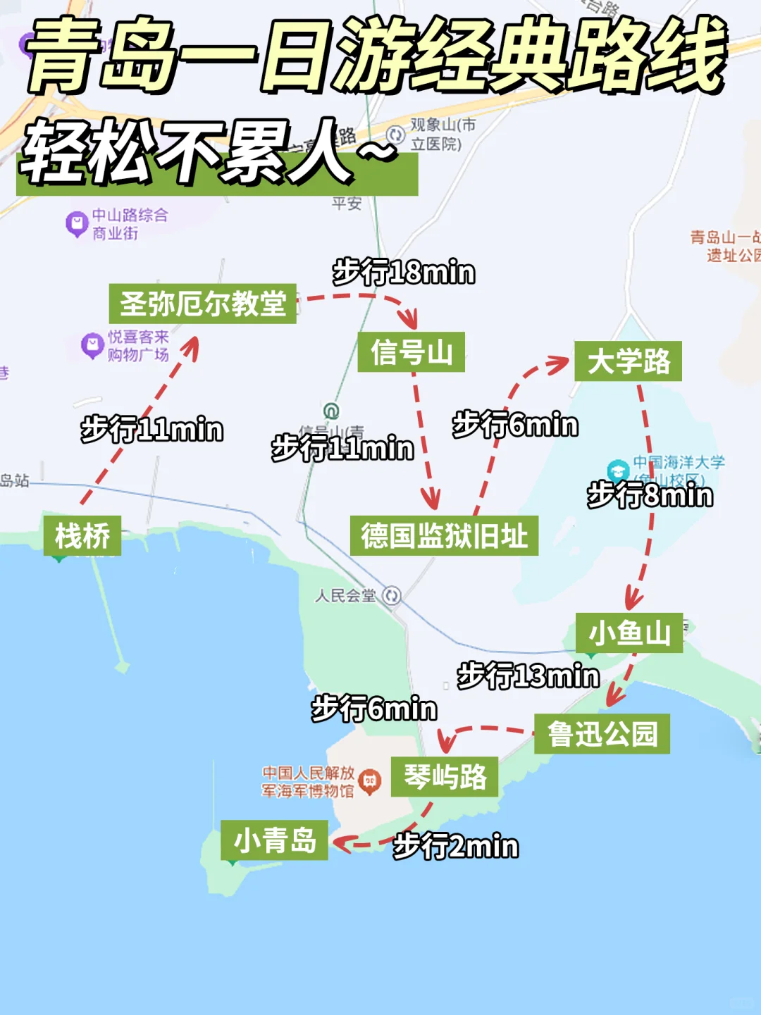 轻松不累❗青岛一日游经典路线❗