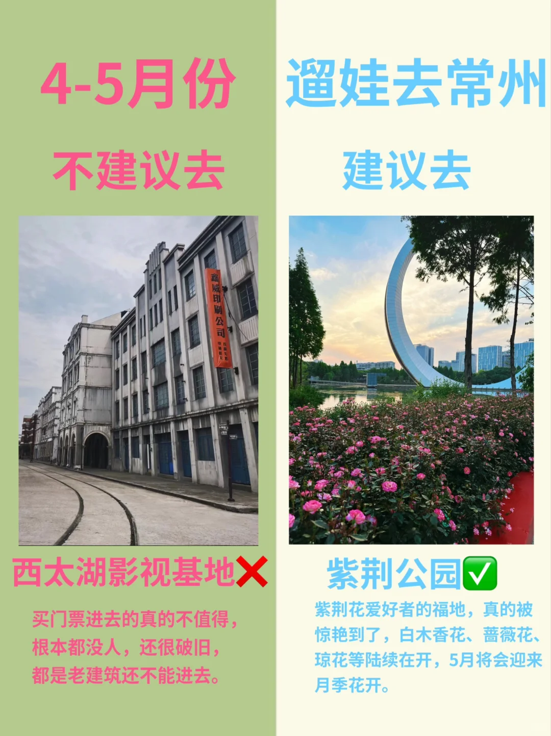 常州4-5🈷️景点红黑榜📍建议去🆚不建议去